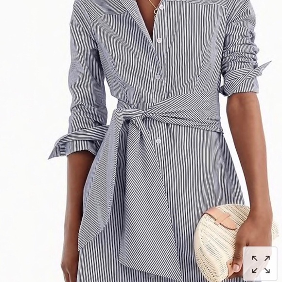 J. Crew Blue Long Pocket Sleeve Shirt Dress with Collar Size 0 - Picture 2 of 8